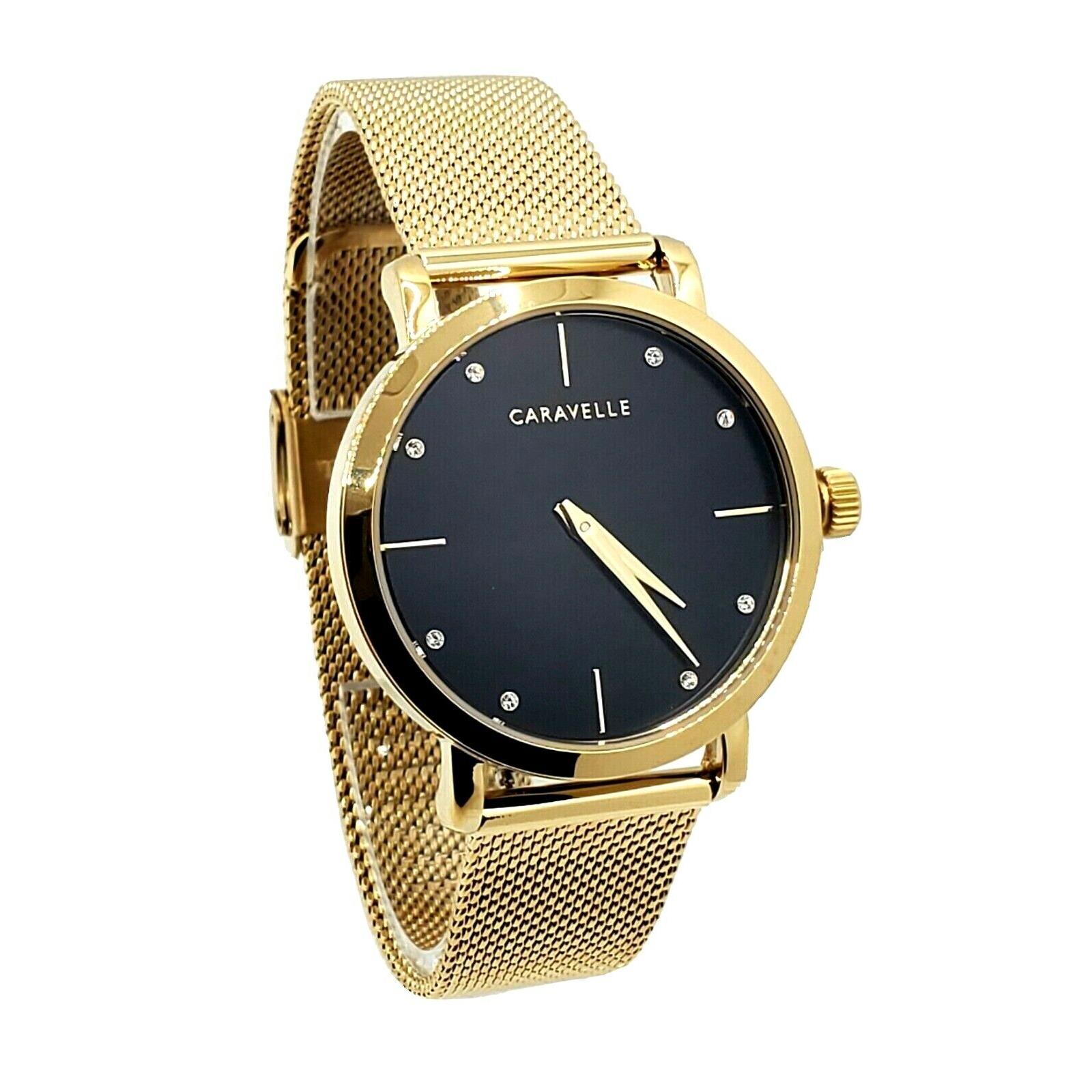 Caravelle by Bulova Womens 44L256 Stainless Steel Black Dial Mesh Watch