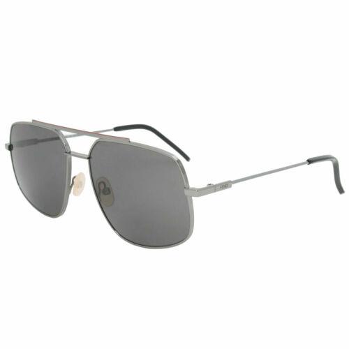 Fendi Men`s Sunglasses Dark Ruthenium Pilot Metal Frame Grey Lens FFM0007-0KJ1