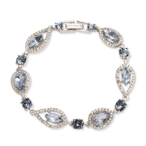Givenchy Silver Tone Blue Crystal Flex Bracelet 7-1/4 Q171