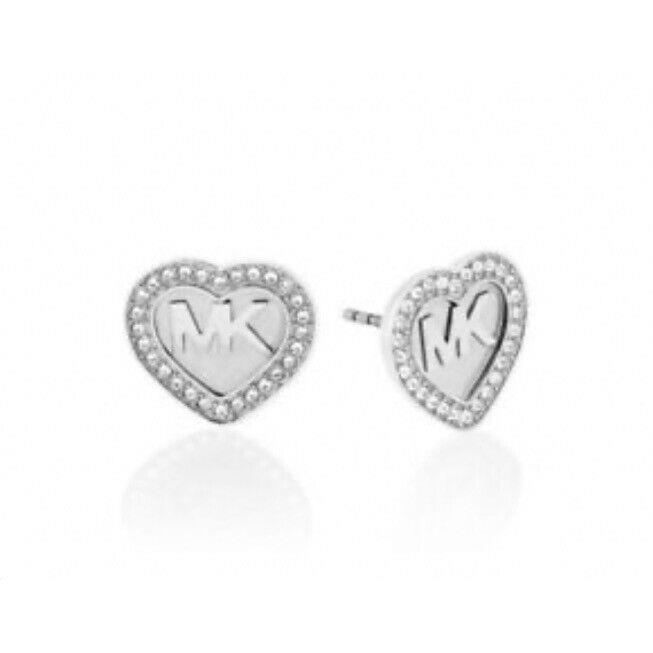 Michael Kors Silver-tone Pave Crystals Monogram Earrings MKJ6260040