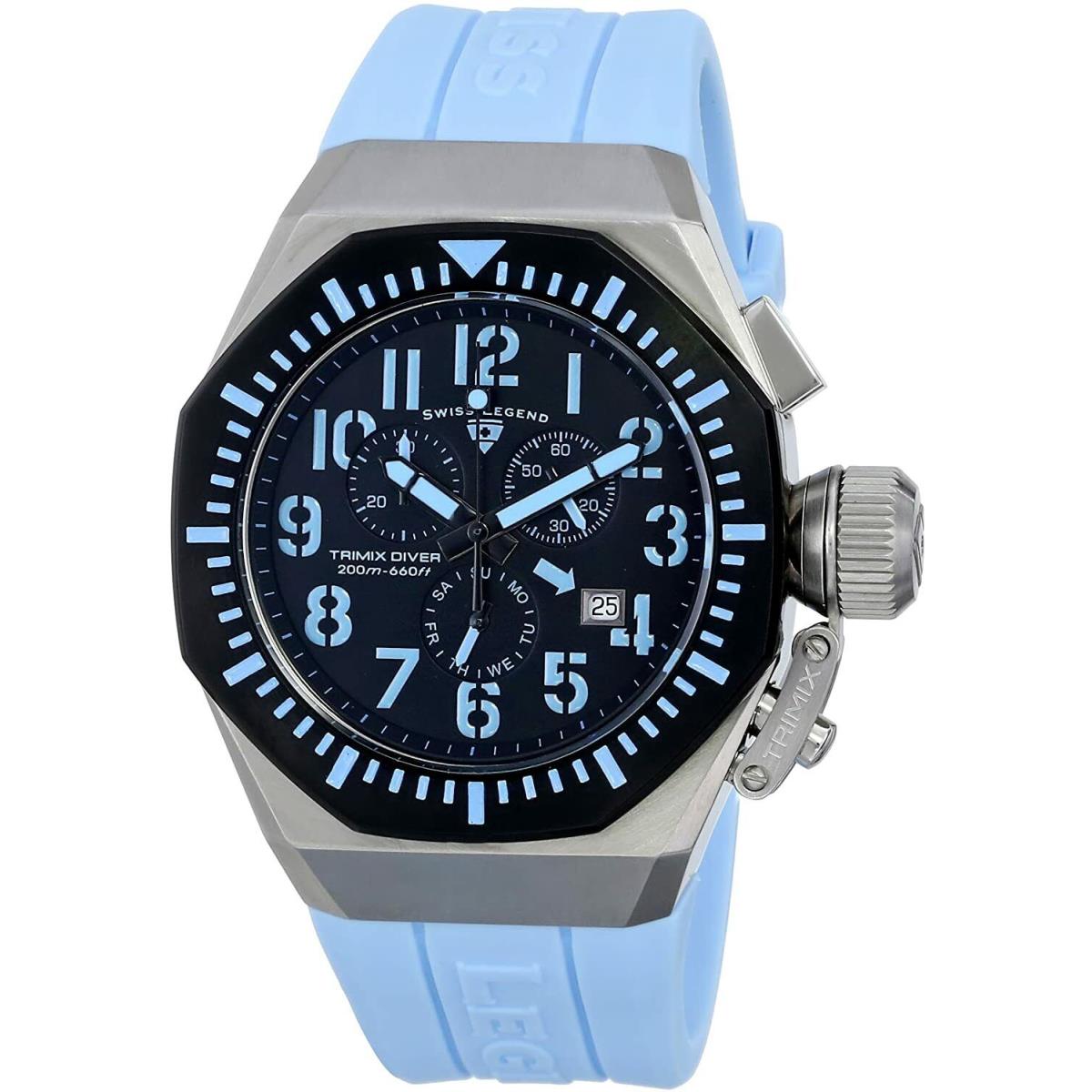 Swiss Legend 10540-01-BB-BBLA Men`s Trimix Diver Chronograph Watch Blue Silver