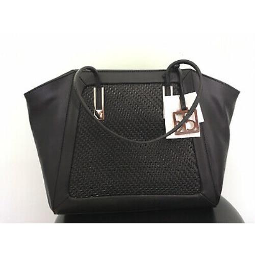 Calvin Klein Nicole Woven Large Wing Shopper Tote Shoulder Bag Handbag Black