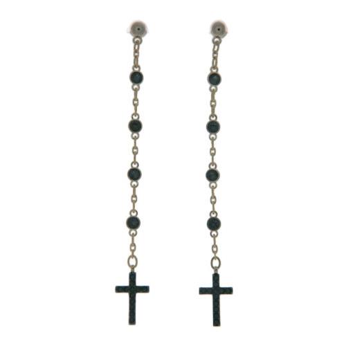 Swarovski Mini Cross Pierced Earrings Gray Gold Plating 5395816