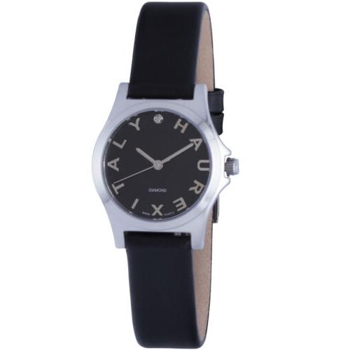 Haurex Italy Women`s 6A505DNN City Diamond Stainless Steel Black Leather Watch