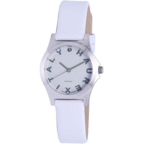 Haurex Italy Women`s 6A505DSW City Crystals White Leather Wristwatch