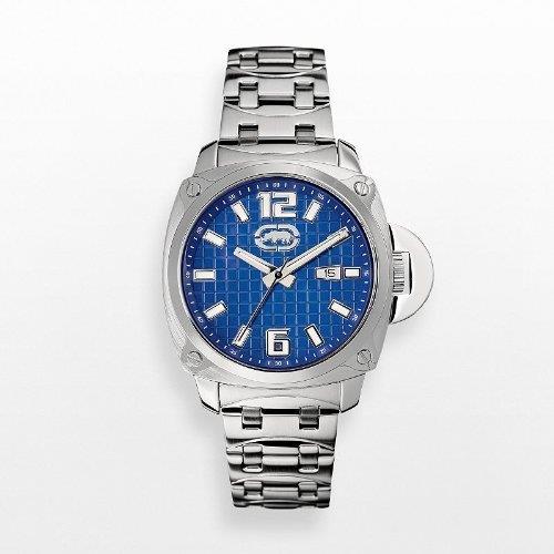 Marc Ecko Men`s Rhino The Mcqueen Stainless Steel Square Dial 42mm Watch Blue/Silver