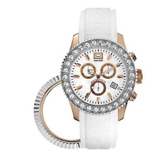 Marc Ecko E18506G4 White Strap Customable Bezel Ladies Watch