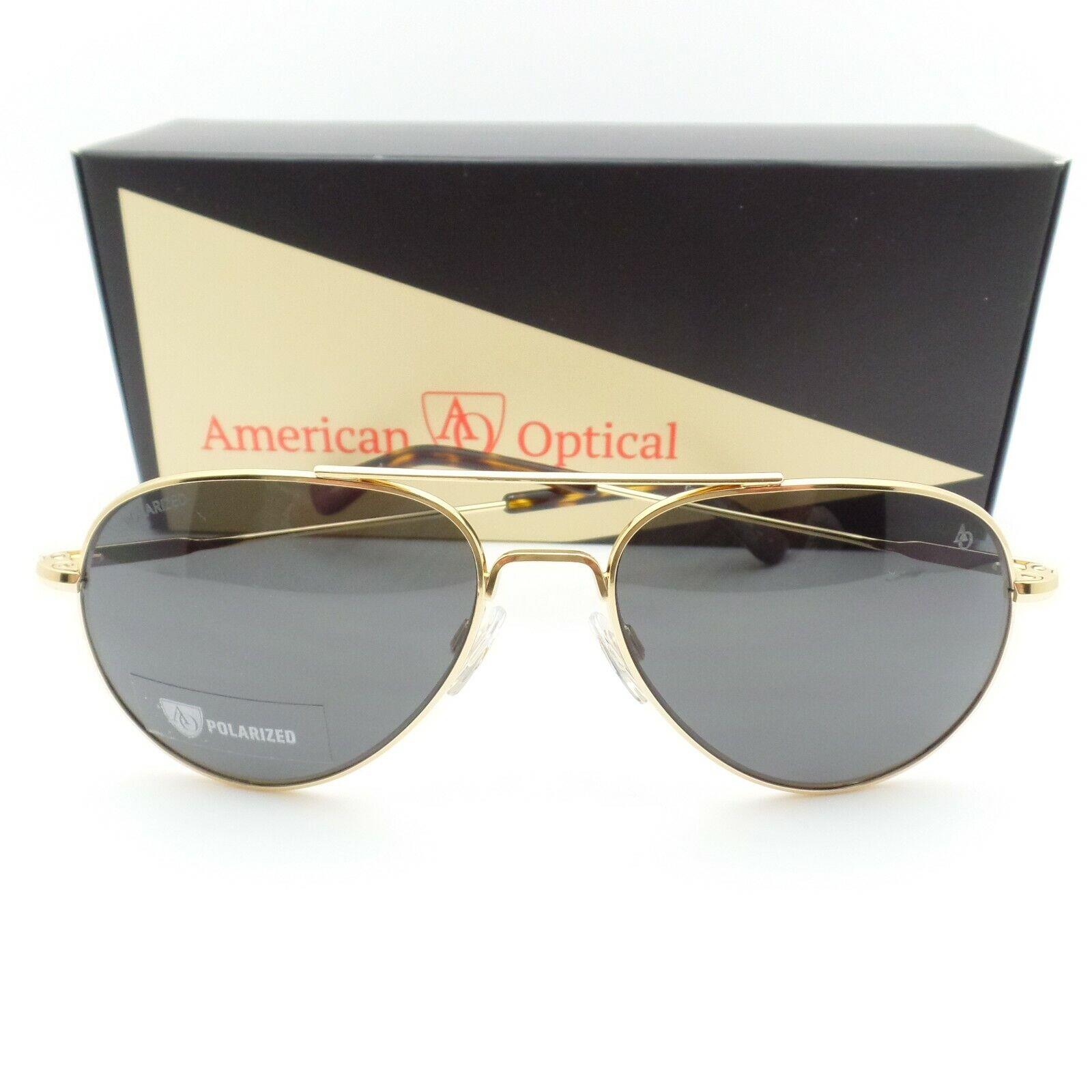 AO American Optical General Gold Grey Polarized Nylon 55mm Sunglasses
