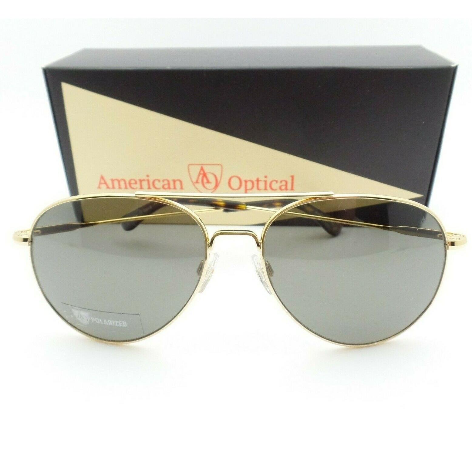 AO American Optical General Gold Grey Polarized Glass 58mm Sunglasses