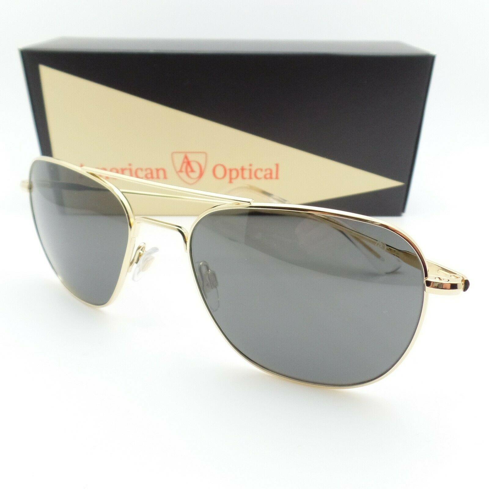 American Optical Original Pilot AO American Optical Pilot 23k Gold Grey Glass 57mm Skull Sunglasses
