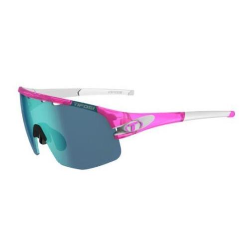 Tifosi Sledge Lite Sunglasses Clarion Red Fototec Lens Crystal Pink w/ Clarion Blue, AC Red, Clear