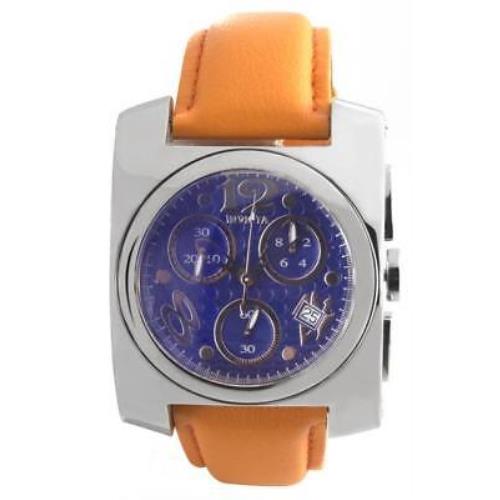 Invicta Mens Blue Dial Orange Lorica Strap Quartz Watch 2139 40mm