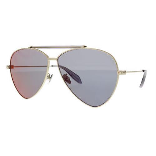 Alexander Mcqueen AM0058S 004 Gold Aviator Sunglasses