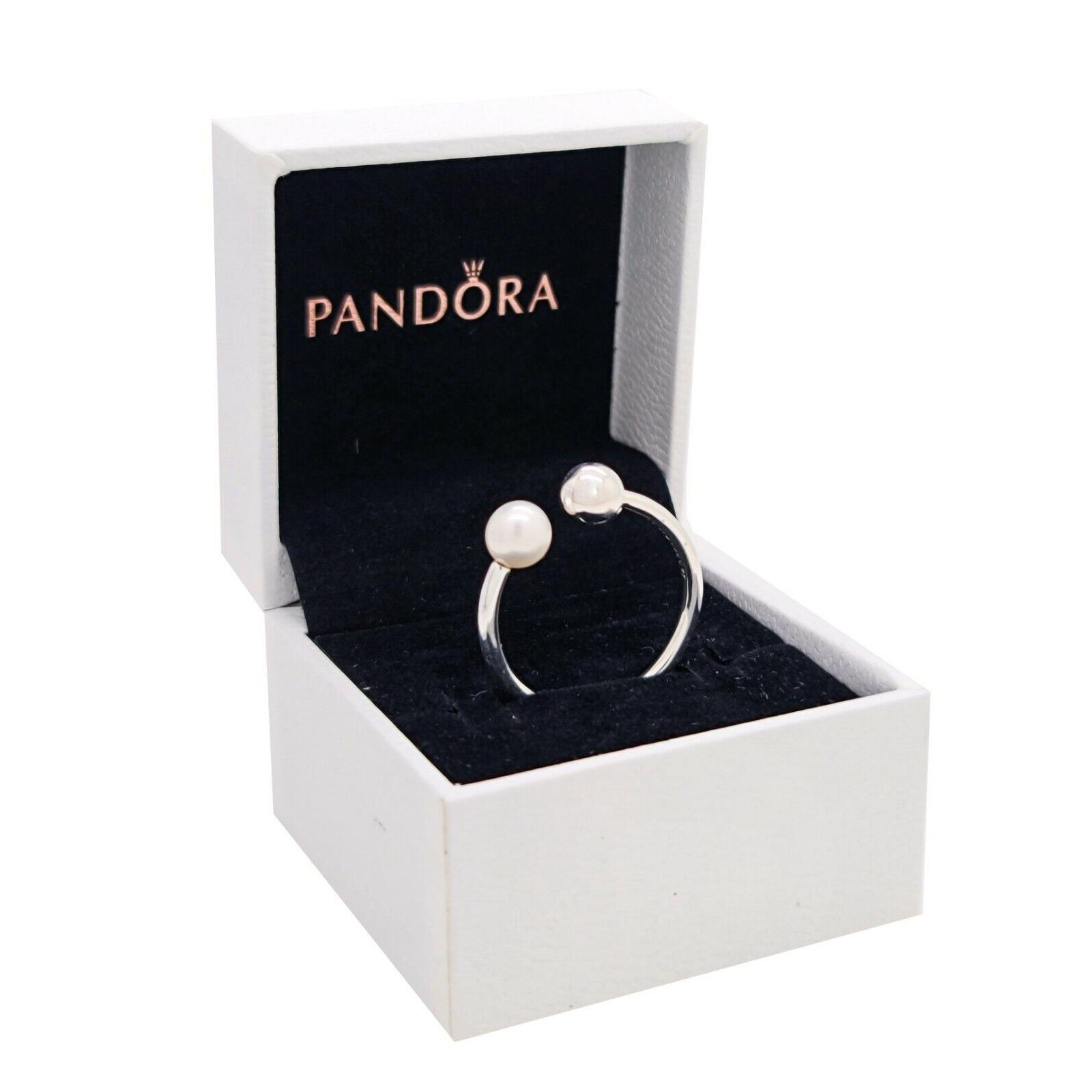 Pandora 925 Silver Bead and Pearl Open Stacking Ring 197573P