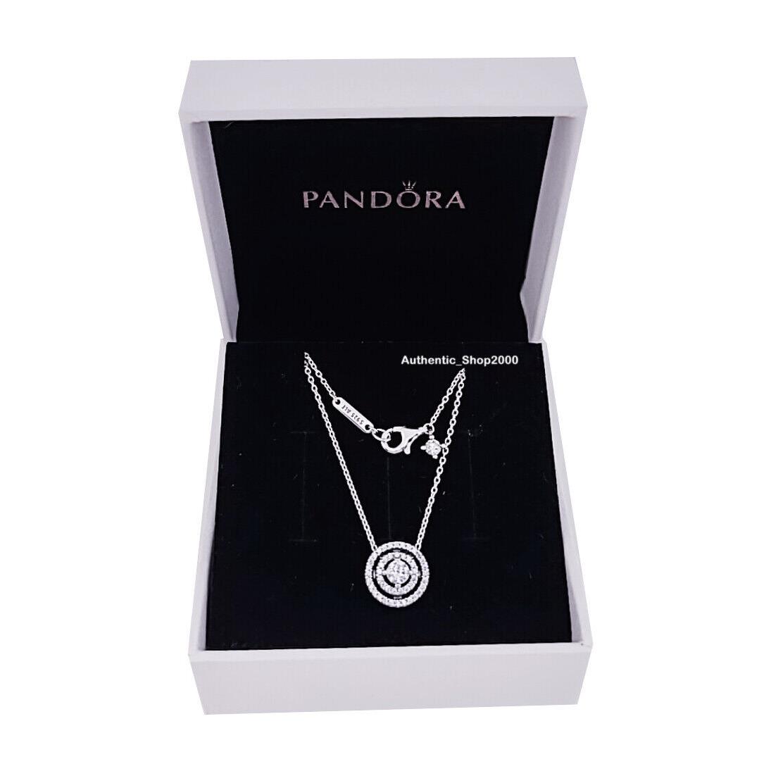 Pandora 925 Sparkling Double Halo Collier Necklace 399414C01