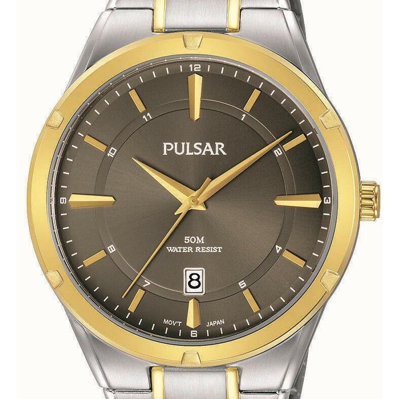 Pulsar Mens Watch PS9522 Business Collection Two Tone with Brown Dial