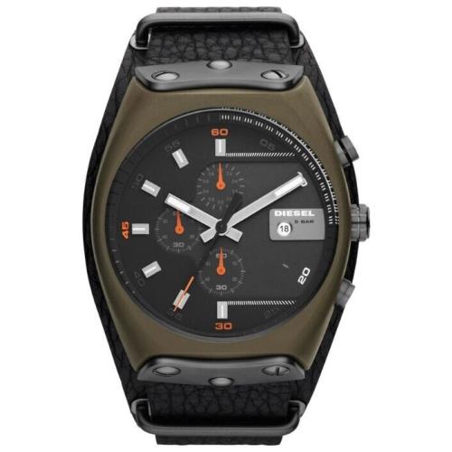 Diesel DZ4295 Green Black Chronograph Dial Leather Band Men`s Watch