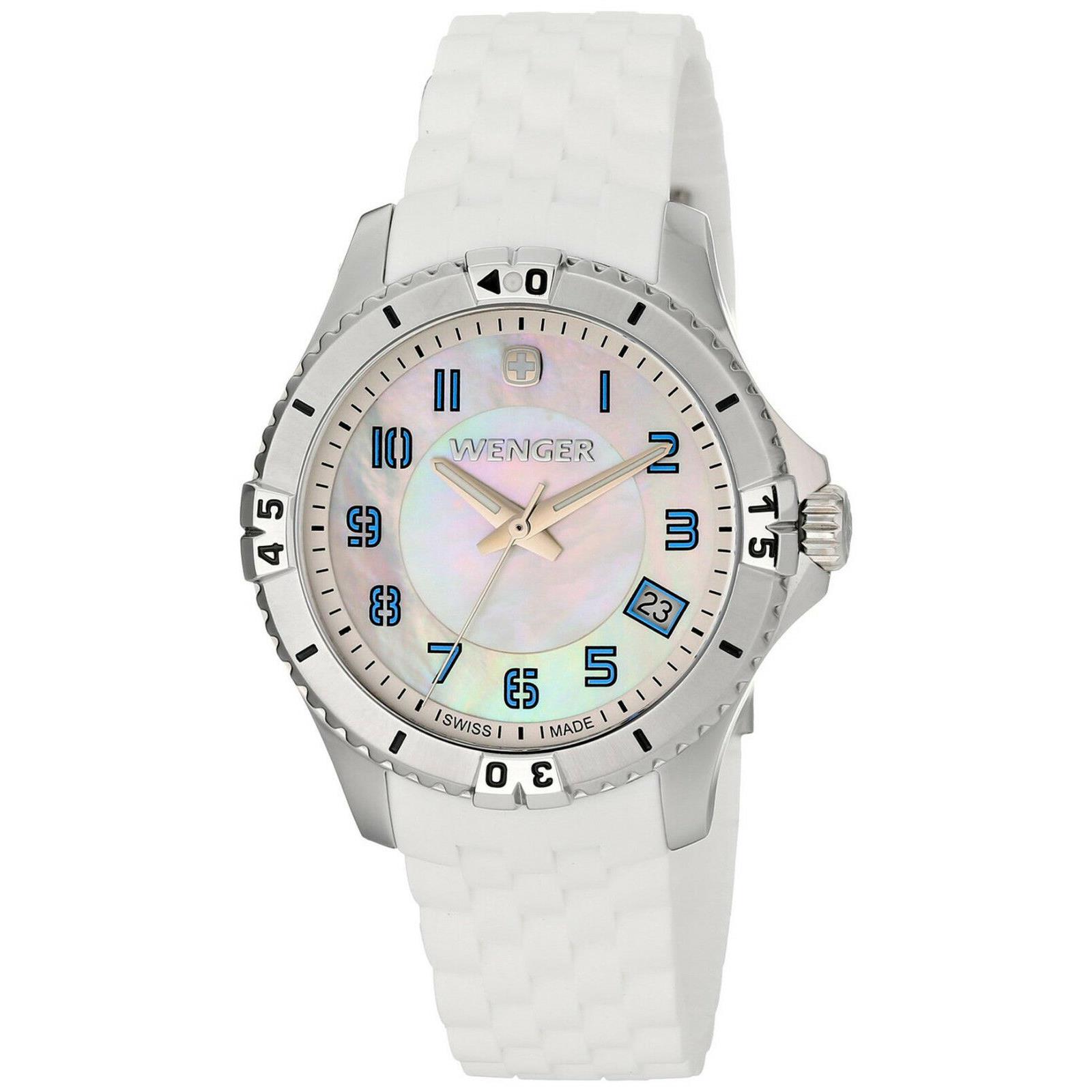 Wenger 0121.104 Mop Dial White Silicone Strap Women`s Watch
