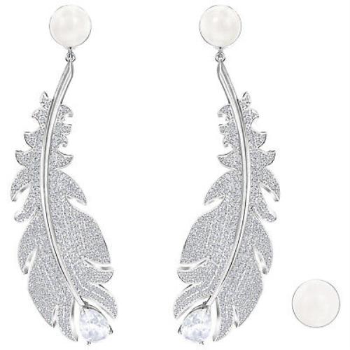 Swarovski Nice Rhodium White Crystal Clip Earrings