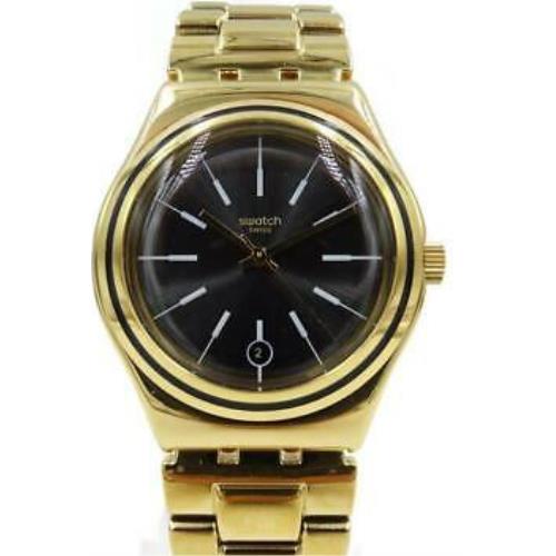 black and gold swatch watch