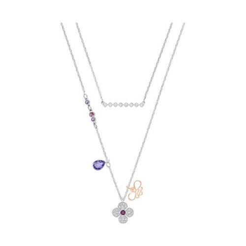 Swarovski Glowing Clover Necklace Purple 5273297 14 1/8 15 3/4 in