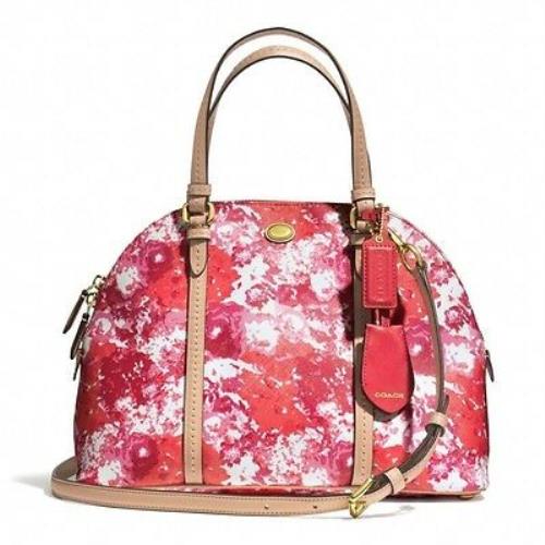 Coach Peyton Floral Domed Satchel Handbag Pink Red 31341