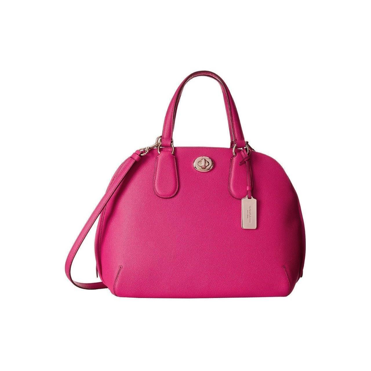 Coach Womens Leather Convertible Satchel Handbag Pink Small