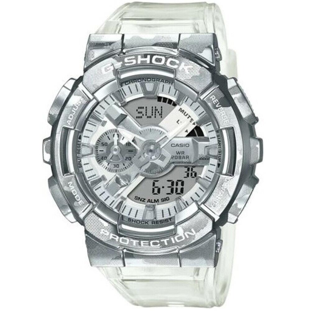 Casio G-shock GM110SCM-1A Clear Camo Silver Stainless Steel Watch Men`s Watch