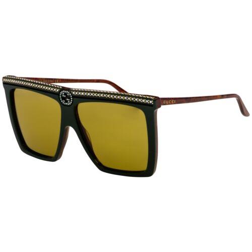 Gucci Women`s GG0733S-005 Fashion 62mm Green/brown Sunglasses