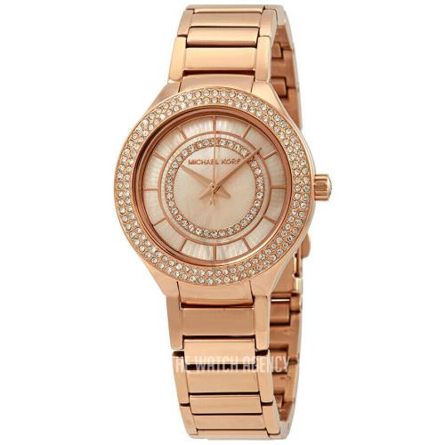 Michael Kors Women`s Mini Kerry Quartz Watch Rose Gold Tone Bracelet MK3802