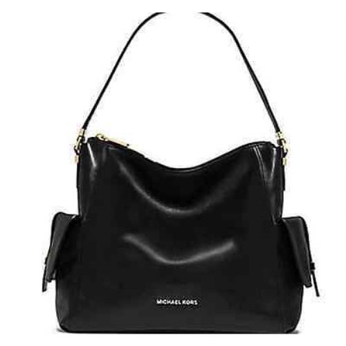 Michael Kors Marly Large Black Leather Shoulder Bag Purse 30T5GYML3L Handbags