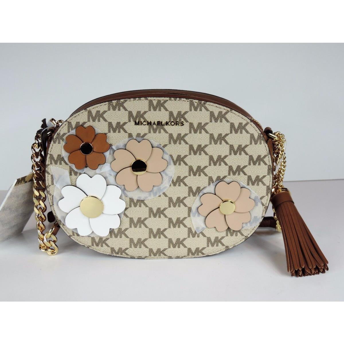 Michael Kors Flora Appliqu Ginny Medium Messenger Luggage Bag Flower Tassel