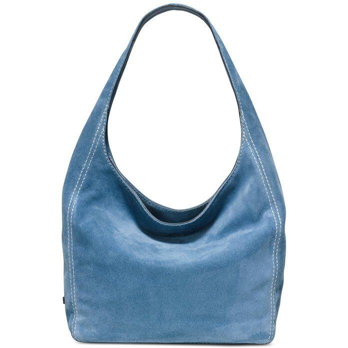 Michael Kors Lena Large Shoulder Tote Handbag Denim Blue Suede w/ Dust Bags