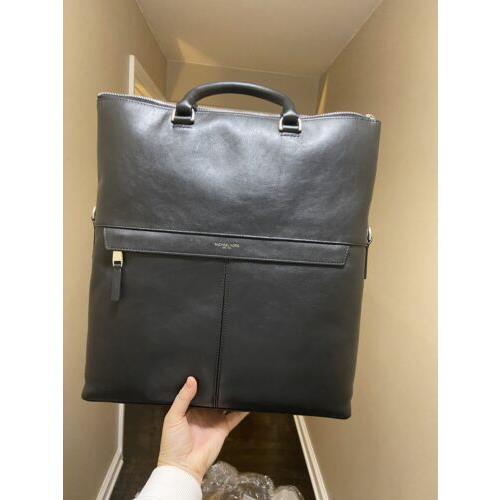 Michael Kors Mens Zip Top Tote Handbag Work Bag Leather Black