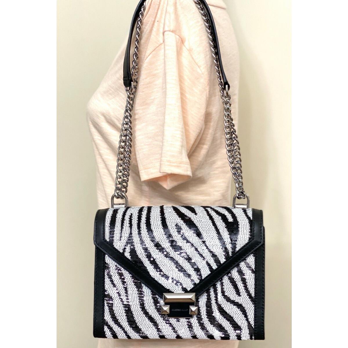 Michael Kors Whitney Sequin Large Shoulder Crossbody Bag in Black White