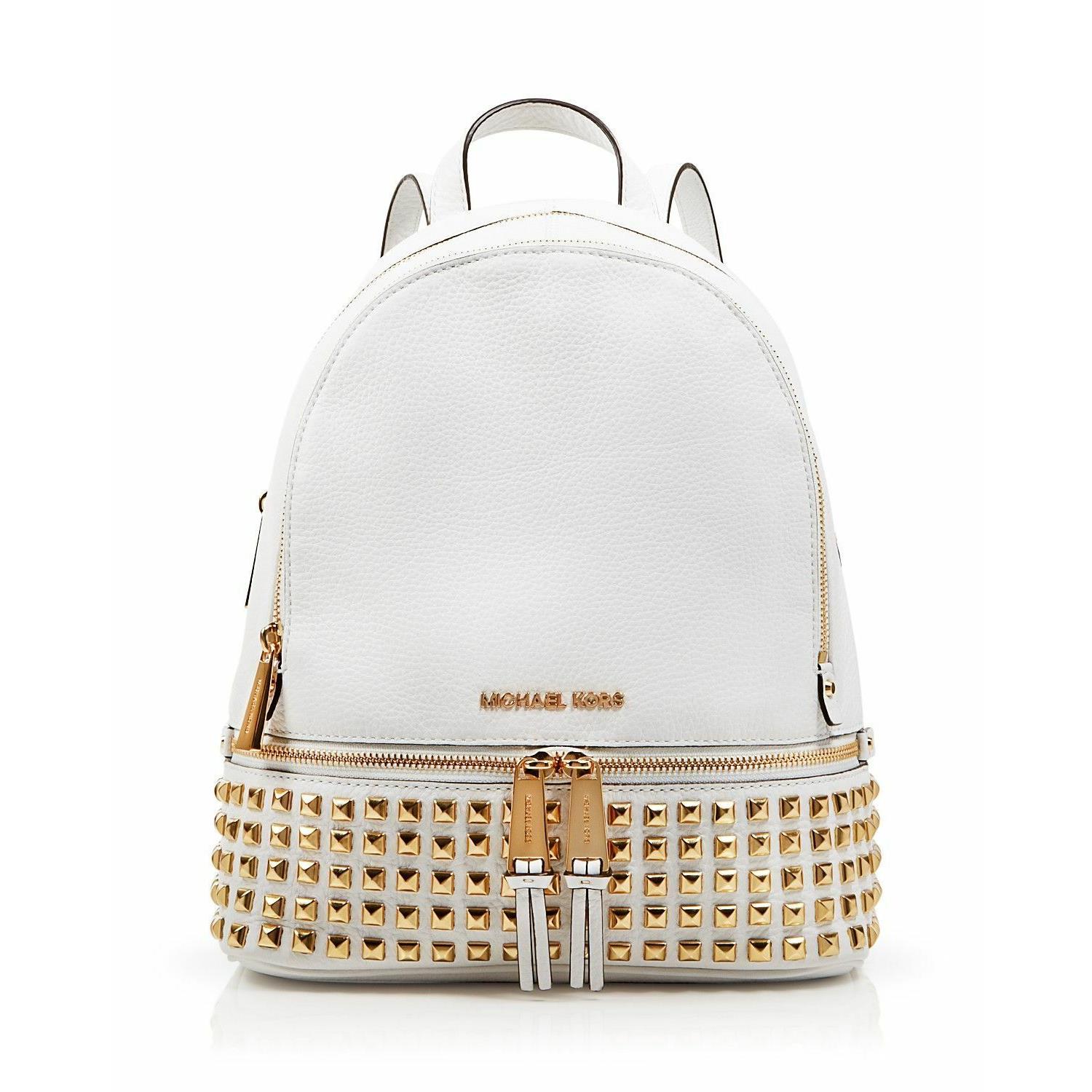 michael kors backpack white and gold