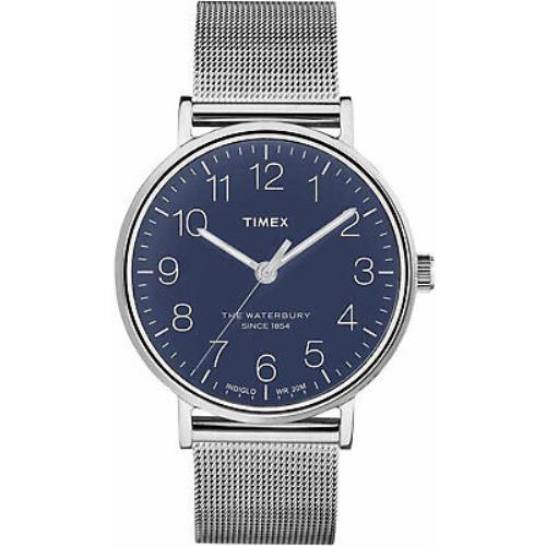Timex TW2R25900 Waterbury Men`s Blue Analog Watch Steel Mesh Bracelet