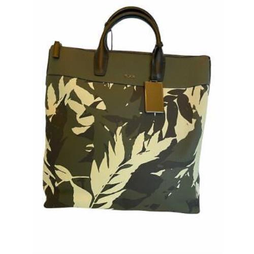 Tumi Landon Whitman Leather Business Tote Bag Green Fern Print 093803FP