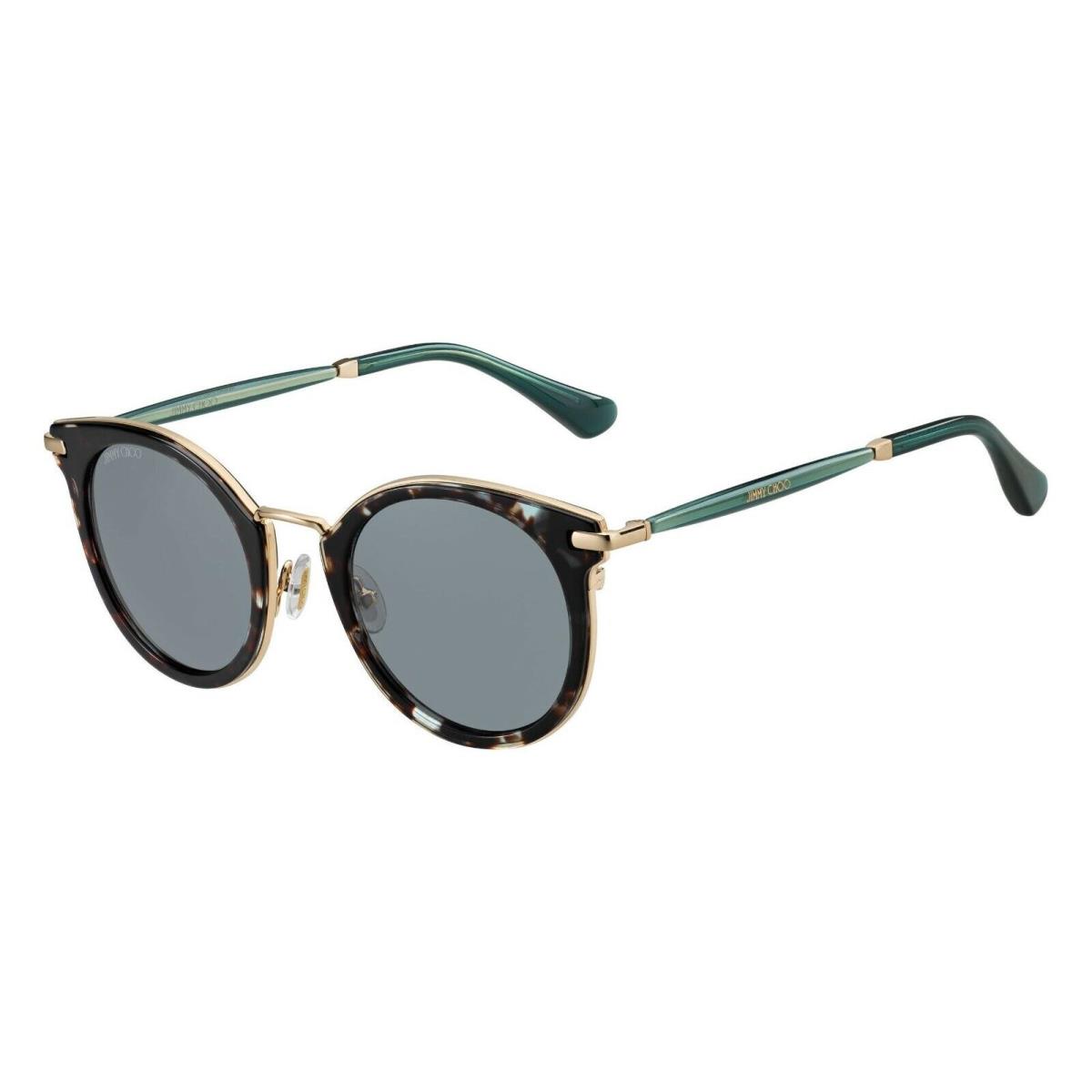 Jimmy Choo Raffy S 01M5 24 Havana Green Light Grey Lens Sunglasses