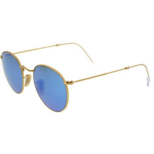 Ray-ban Men`s Mirrored Round Flash Lenses RB3447-112/4L-50 Gold Sunglasses