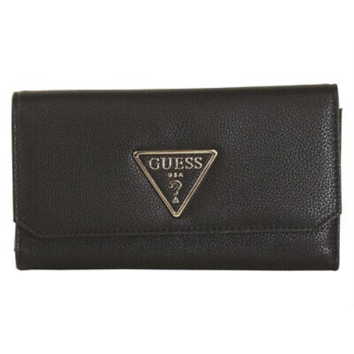 Guess Women`s Analise Black Tri-fold Clutch Wallet