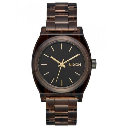 Nixon Women`s Watch Time Teller Black Dial Brown Plastic Bracelet A1214400