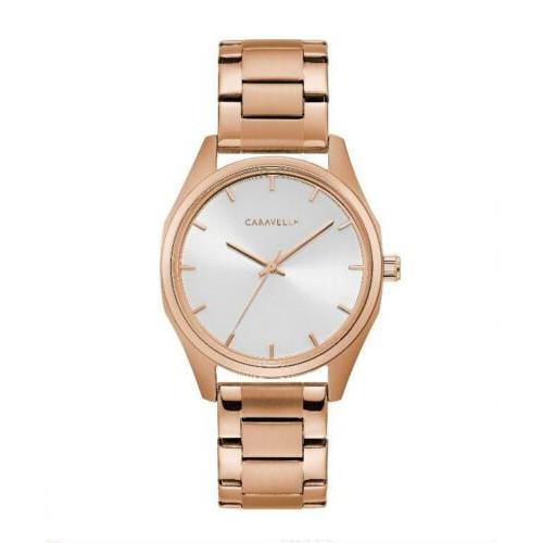 Caravelle 45L179 Ladies Rose Gold Bracelet with Silver Dial Wristwatch