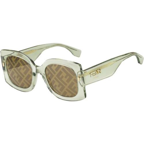 Fendi Sunglasses FF0436GS 1ED-7Y 53mm Green Gold / Brown Decor Lens
