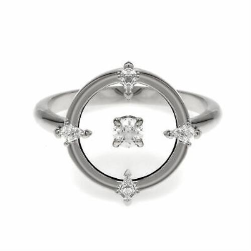 Swarovski North Rhodium Plated and Czech White Crystal Ring Sz 6.75 5551798