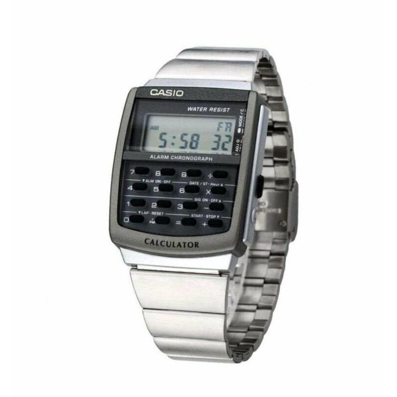 Casio Men Vintage Alarm Stopwatch Stainless Steel Calculator Watch CA-506-1D