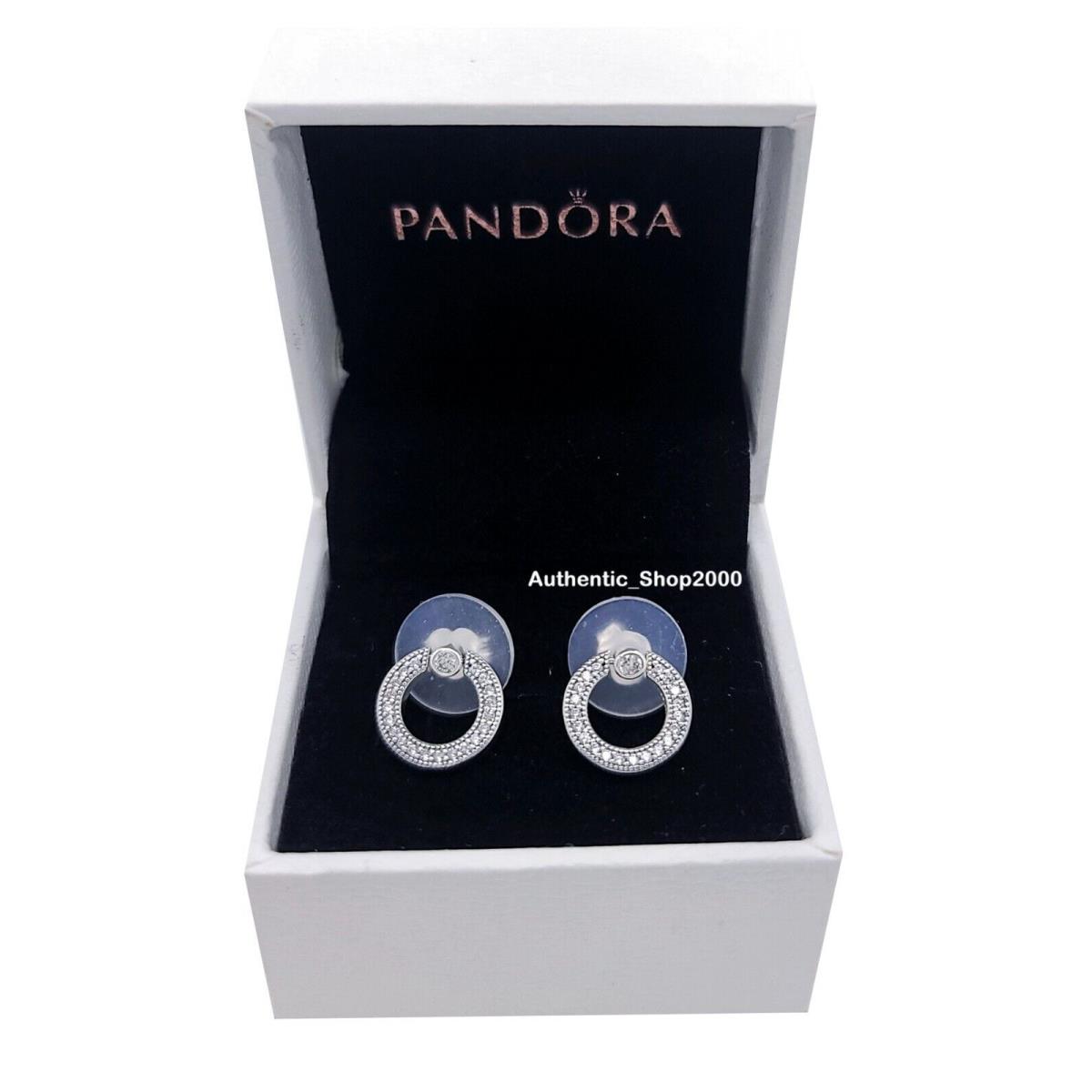 Pandora Pav Logo Circle Reversible Stud Earrings 299486C01