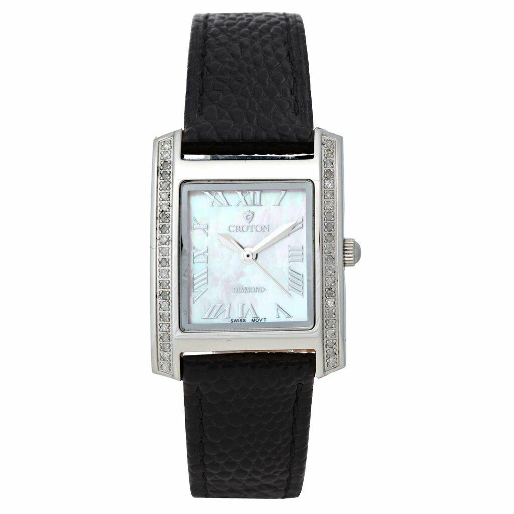 Croton Ladies Swiss Quartz Diamond Case Ballroom Watch with Mother of Pearl Dial