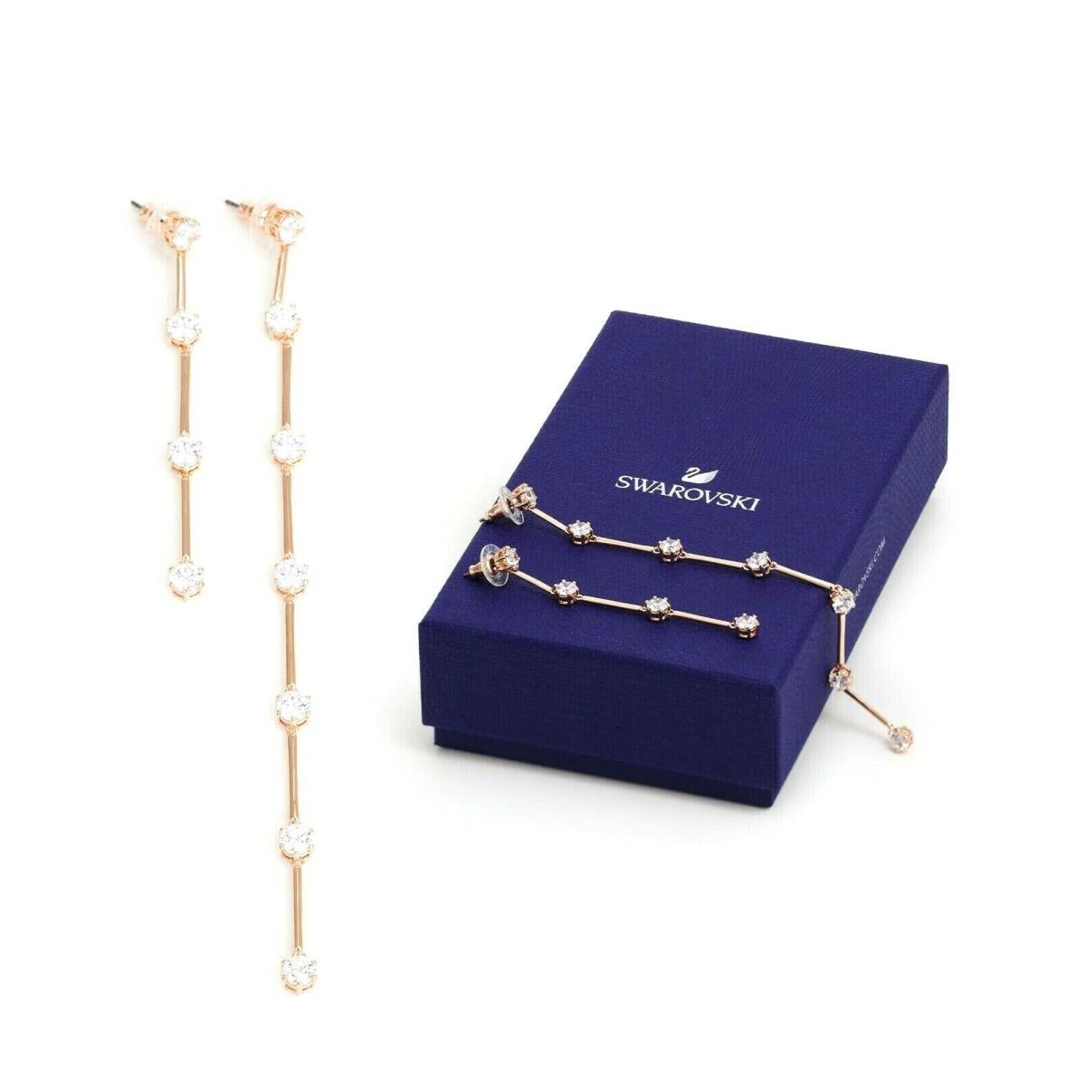 W Gift Box Swarovski Brand 5609707 Rose Gold Asymmetrical Constella Earrings