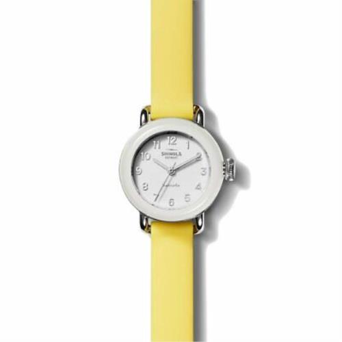 Shinola 25MM Detrola Pee Wee White and Soft Yellow Watch S0120213530